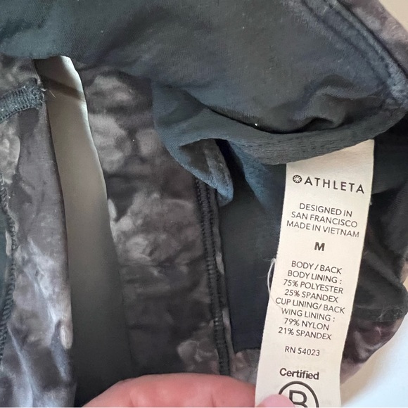 Athleta Medium Sports Bra Floral Flower Black Gray - Picture 2 of 3